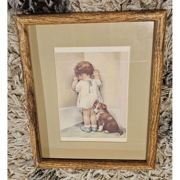 Vintage Bessie Pease Gutmann "In Disgrace" Framed Lithograph Signed 9" x 11" - Picture 8 of 8
